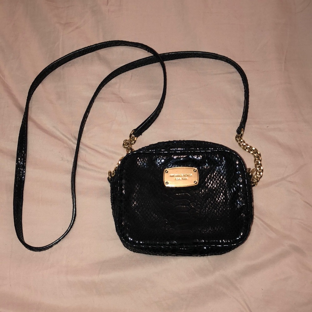 Michael Kors black faux snake crossbody